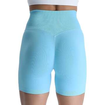 Aoxjox Booty Workout Biker Shorts for Women Tummy Control High Waisted Hidden Scrunch Athletic Running Yoga Short 5" (Blue Elixir, Small)