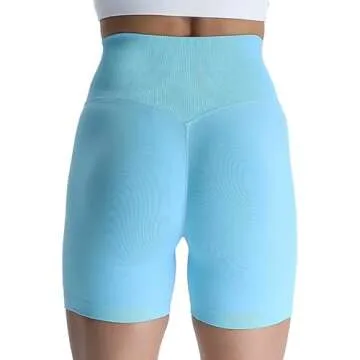Aoxjox Booty Workout Biker Shorts for Women Tummy Control High Waisted Hidden Scrunch Athletic Running Yoga Short 5" (Blue Elixir, Small)