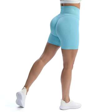 Aoxjox Booty Workout Biker Shorts for Women Tummy Control High Waisted Hidden Scrunch Athletic Running Yoga Short 5" (Blue Elixir, Small)