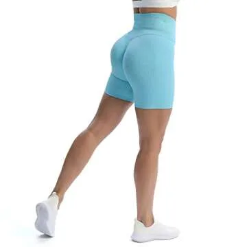 Aoxjox Booty Workout Biker Shorts for Women Tummy Control High Waisted Hidden Scrunch Athletic Running Yoga Short 5" (Blue Elixir, Small)