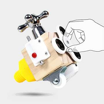 Xylolin Montessori Busy Activity Cube for Kids, Travel Toy Wooden Busy Board Sensory Toy for Toddlers, Fidget Toy Cube Educational Toy for Learning Life Skills