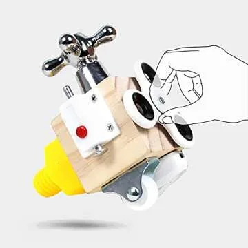 Xylolin Montessori Busy Activity Cube for Kids, Travel Toy Wooden Busy Board Sensory Toy for Toddlers, Fidget Toy Cube Educational Toy for Learning Life Skills