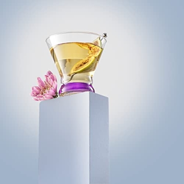 JoyJolt HUE Martini Glasses (7oz) Cocktail Glassware Set of 6, Colored Glass Base. Drinking Glasses, Cocktail Glasses, Stemless Margarita Glasses, Bar Glasses, Shrimp Cocktail Glasses, Juice Glasses