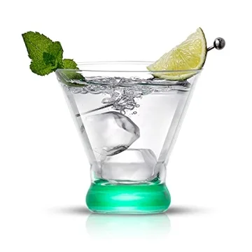 JoyJolt HUE Martini Glasses (7oz) Cocktail Glassware Set of 6, Colored Glass Base. Drinking Glasses, Cocktail Glasses, Stemless Margarita Glasses, Bar Glasses, Shrimp Cocktail Glasses, Juice Glasses