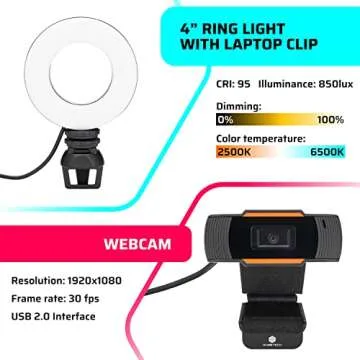 Vlogging Kit for iPhone, Desktop, Android, 10" 5ft+ Ring Light, Microphone & Boom arm, 6.5ft Background Blue & Green Screen, Portable Vlogging Kit, 1080p Webcam, and Many More! $300+ Value
