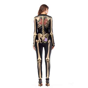 ALBIZIA Women's Skeleton Printed Hallowmas Jumpsuit Romper - L/XL