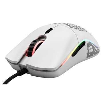 Glorious Model O Wired Gaming Mouse 67g Superlight Honeycomb Design, RGB, Pixart 3360 Sensor, Omron Switches, Ambidextrous - Matte White