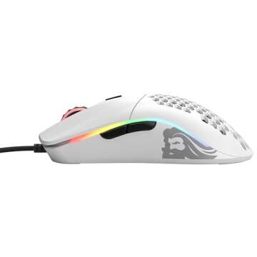 Glorious Model O Wired Gaming Mouse 67g Superlight Honeycomb Design, RGB, Pixart 3360 Sensor, Omron Switches, Ambidextrous - Matte White