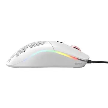 Glorious Model O Wired Gaming Mouse 67g Superlight Honeycomb Design, RGB, Pixart 3360 Sensor, Omron Switches, Ambidextrous - Matte White