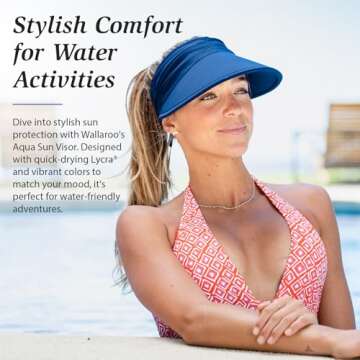 Wallaroo Women’s Aqua Sun Visor (Black) – Packable, Adjustable Fit, Medium Size, UV Protection, Water-Friendly, Breathable, Lightweight Visor for Beach, Poolside, Hiking, and Outdoor Activities