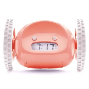 CLOCKY Extra Super Loud Alarm Clock for Heavy Sleepers Adults Kids Teens Bedroom, Move Jump Roll Run Away Easy to Set Smart Digital Alarm Clock on Wheels -Funny Gag Gift (Pink)