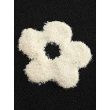 CIDER Womens Cardigan V Neck Floral Cardigan for Women Knit Button Down 2024 Fall Black