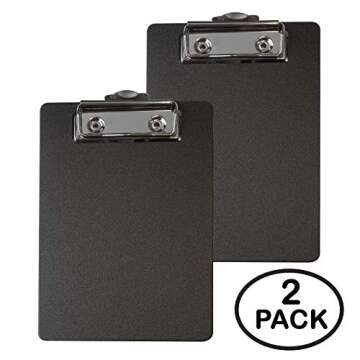 Primo Factotum- Mini Clipboards 4" x 6" - Great for Small Notepads - 2 Pack (Black (Deluxe Version)).