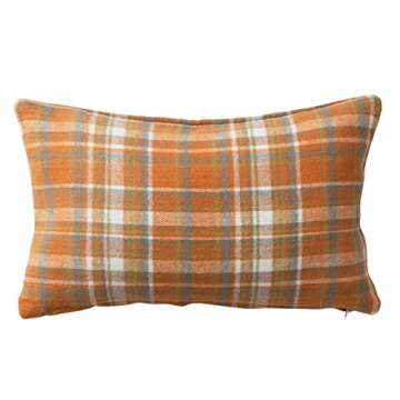 Creative Co-Op Lumbar Pillow - Cotton Flannel & Fringe