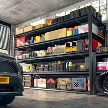 REIBII 60" W Garage Shelving 3000LBS Heavy Duty Storage Shelves, Adjustable 5 Tier Metal Shelves for Storage Rack Industrial Shelf, Garage Shelving Heavy Duty, 60" W x 24" D x 72" H