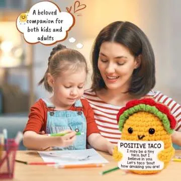 Mini Positive Crochet Taco Emotional Inspirational Support Birthday Gifts for Women Men Wife Valentines Gifts, Handmade Knitted Crochet Animals Christmas Stocking Stuff Idea Cute Taco Desk Decor