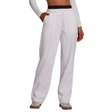 ABOCIW Womens Wide Leg Sweatpants Contrast Waist Drawsting Workout Athletic Joggers Sweat Pants Casu...