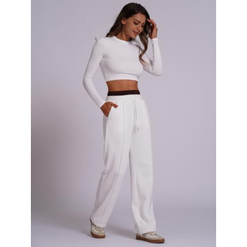 Stylish ABOCIW Womens Wide Leg Sweatpants with Pockets