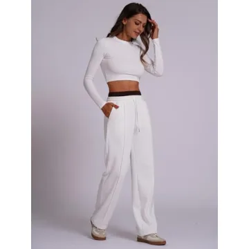 Stylish ABOCIW Womens Wide Leg Sweatpants with Pockets