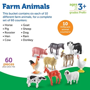 Farm Animal Counters Set - 60 Pieces for Educational Fun