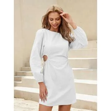 LILLUSORY Women's 2023 White Cutout Cocktail Mini Dress