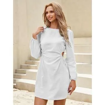 LILLUSORY Women's 2023 White Cutout Cocktail Mini Dress