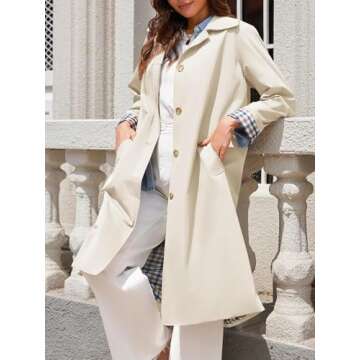 Tankaneo Women's Stylish Oversized Windproof Trench Coat
