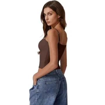 QINSEN Women's Double Layer Sleeveless Tank Top - Stylish Comfort