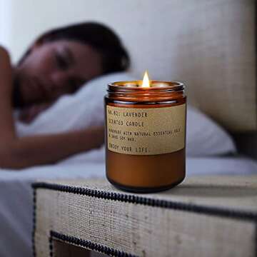 Amber Lavender Scented Candles for Home, 2 Pack 7.1 oz Soy Wax Candles for Home Scented, Glass Jar Candles Gift Sets for Women Men Mom Sister Bestfriends, Large Candles for Holiday Gifts