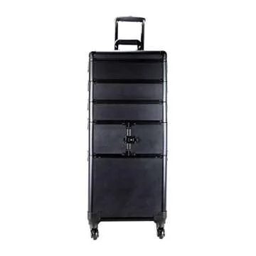 Ver Beauty 5-in-1 Professional Makeup Train Case with Removable Wheels and Dividers