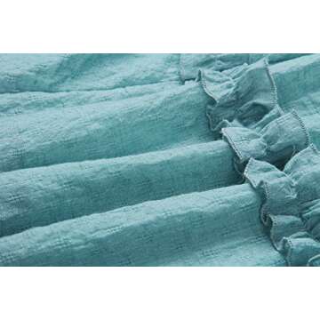 PRETTYGARDEN Women’s Summer Solid Color V-Neck Tie Knot Front Sexy Backless Ruffle Strap and Hem A Line Mini Short Dress with Lining (Blue, Large)