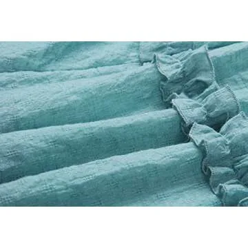 PRETTYGARDEN Women’s Summer Solid Color V-Neck Tie Knot Front Sexy Backless Ruffle Strap and Hem A Line Mini Short Dress with Lining (Blue, Large)