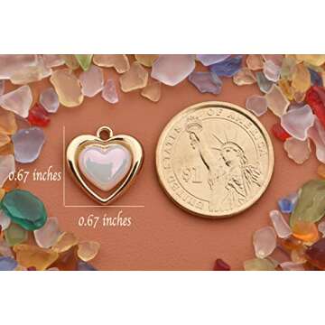Zicdije Pack of 20 Heart Pearl Charms Golden Plated Irregular 3D Heart Shaped Pendants for Custom Jewelry Makings(AB White with Hollowed Bottom)