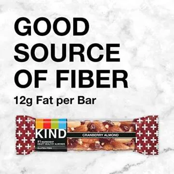 KIND Nut Bars, Cranberry Almond, Healthy Snacks, Good Source of Fiber, Gluten Free, 5g Protein, 12 Count