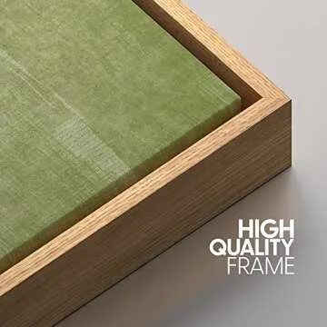 IDEA4WALL Framed Canvas Print Wall Art Textured Blue Color Block Leaves Geometric Shapes Illustrations Modern Art Chic Colorful for Living Room, Bedroom, Office - 24"x36" Natural