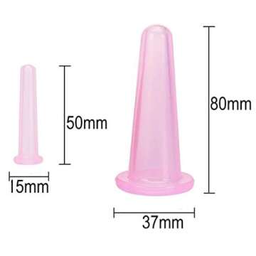 LASSUM 4 Pieces Facial Cupping Therapy Set Anti Cellulite Silicone Vacuum Cupping Cups for Face and ...