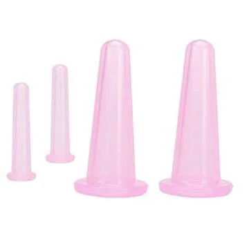 LASSUM 4 Pieces Facial Cupping Therapy Set Anti Cellulite Silicone Vacuum Cupping Cups for Face and Eye Cupping Massage (2 Small + 2 Large)