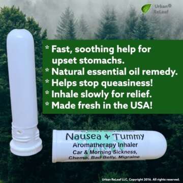 Urban ReLeaf NAUSEA & TUMMY Aromatherapy Inhaler! Relief Car, Morning Sickness, Chemo Queasiness, Ba...