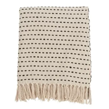 SARO LIFESTYLE Stitched Line Throw, Ivory, 50"" x60 (TH818.I5060)