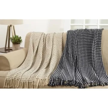 SARO LIFESTYLE Stitched Line Throw, Ivory, 50"" x60 (TH818.I5060)