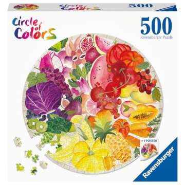 Ravensburger Circle of Colors: Fruits and Vegetables 500 Piece Round Jigsaw Puzzle for Adults & Kids...