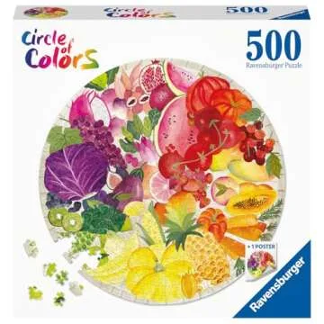 Ravensburger Circle of Colors: Fruits and Vegetables 500 Piece Round Jigsaw Puzzle for Adults & Kids...