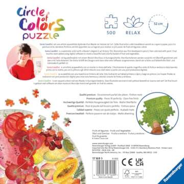 Ravensburger Circle of Colors: Fruits and Vegetables 500 Piece Round Jigsaw Puzzle for Adults & Kids - Unique Softclick Technology | Vibrant Matte Finish | Sustainable Forest Materials