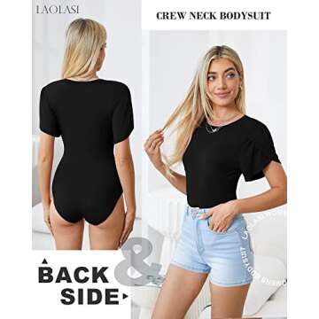 Stylish LAOLASI Petal Sleeve Bodysuit for Women