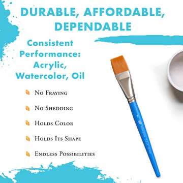 Princeton Select Artiste, Series 3750, Paint Brush for Acrylic, Watercolor and Oil, Flat Wash, 1 Inch