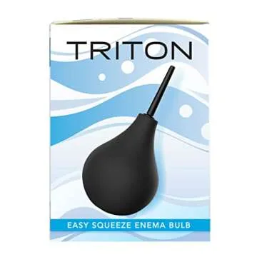 Triton Easy-Squeeze Enema Bulb, New & Improved Flexible Tip for Ultimate Comfort, Bpa & Phthalates Free, Ease Anal Silicone Douche for Men & Women, 7.4 Fluid Oz, Black, 1 Count