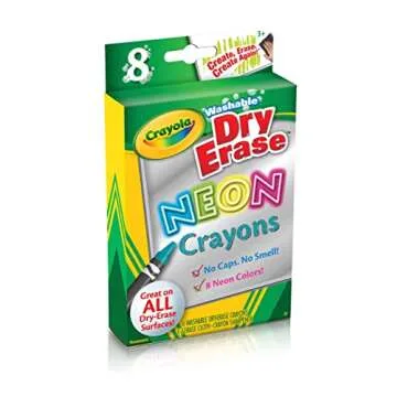 Crayola, Dry-Erase Neon Crayons, Art Tools, 8 Count, Washable, Perfect for Classroom Art Activities, Includes Sharpener and Erase Cloth