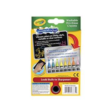 Crayola, Dry-Erase Neon Crayons, Art Tools, 8 Count, Washable, Perfect for Classroom Art Activities, Includes Sharpener and Erase Cloth