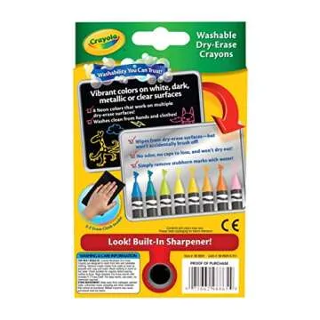Crayola, Dry-Erase Neon Crayons, Art Tools, 8 Count, Washable, Perfect for Classroom Art Activities, Includes Sharpener and Erase Cloth