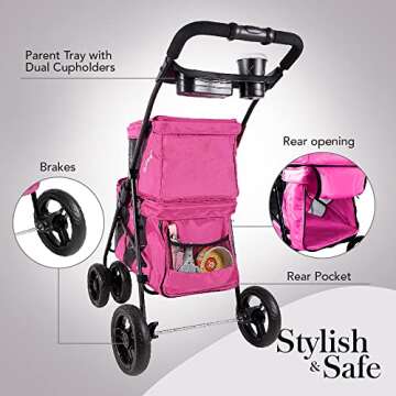 ibiyaya Double Dog Stroller for Dogs and Cats - Pink
